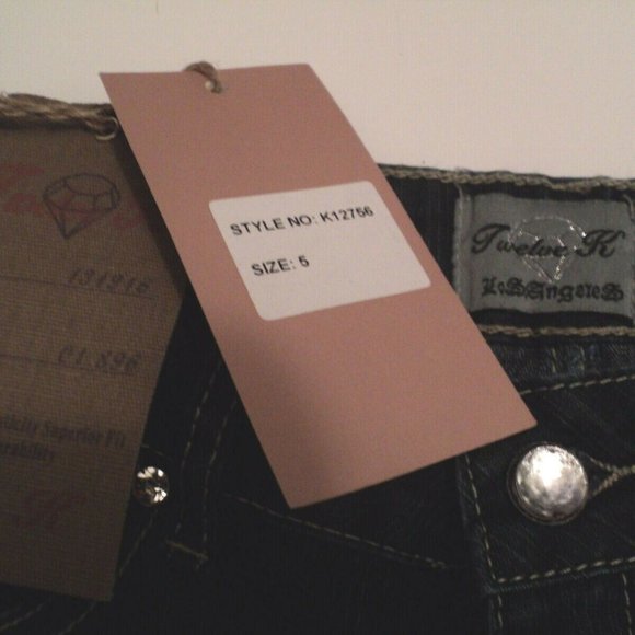 New Twelve K Jeans Size 5 Dark Rinse Embellished - Picture 5 of 5